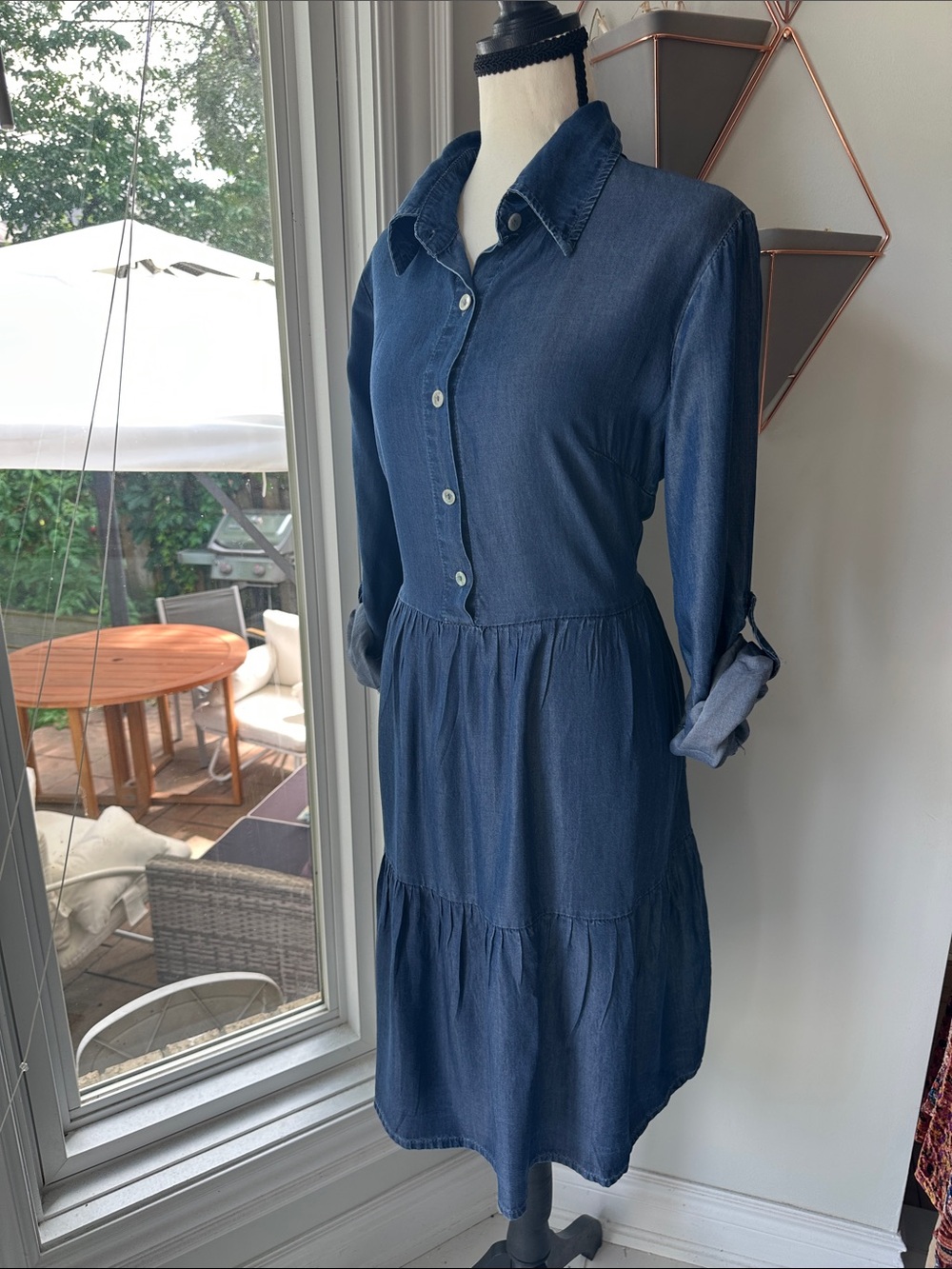VALENTINA NALDI MADE IN ITALY Chambray Indigo Jean Shirt Dress Blue Tencel Small